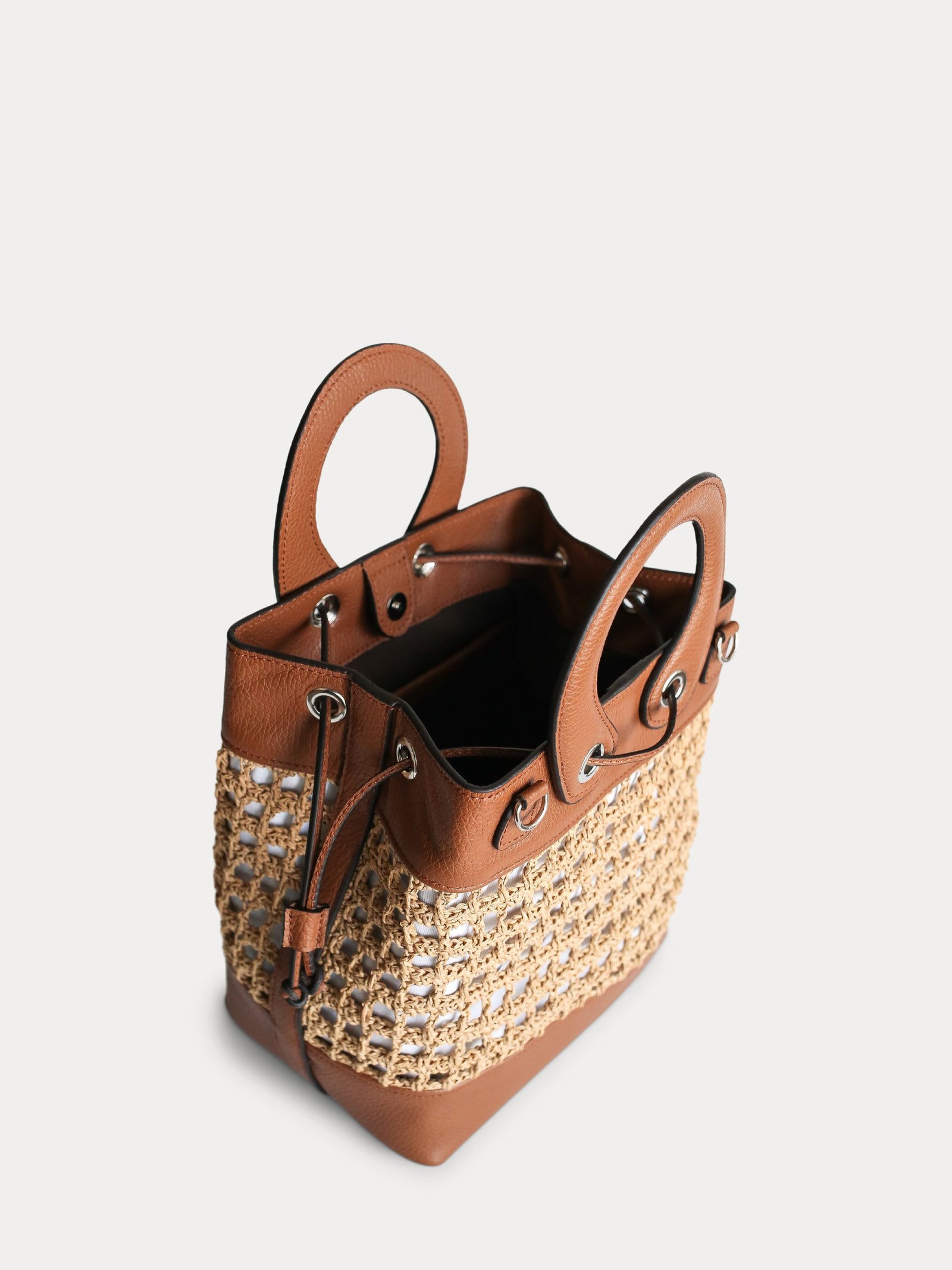 handmade paper straw bucket bag