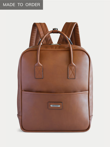 New York. Black Leather Backpack.