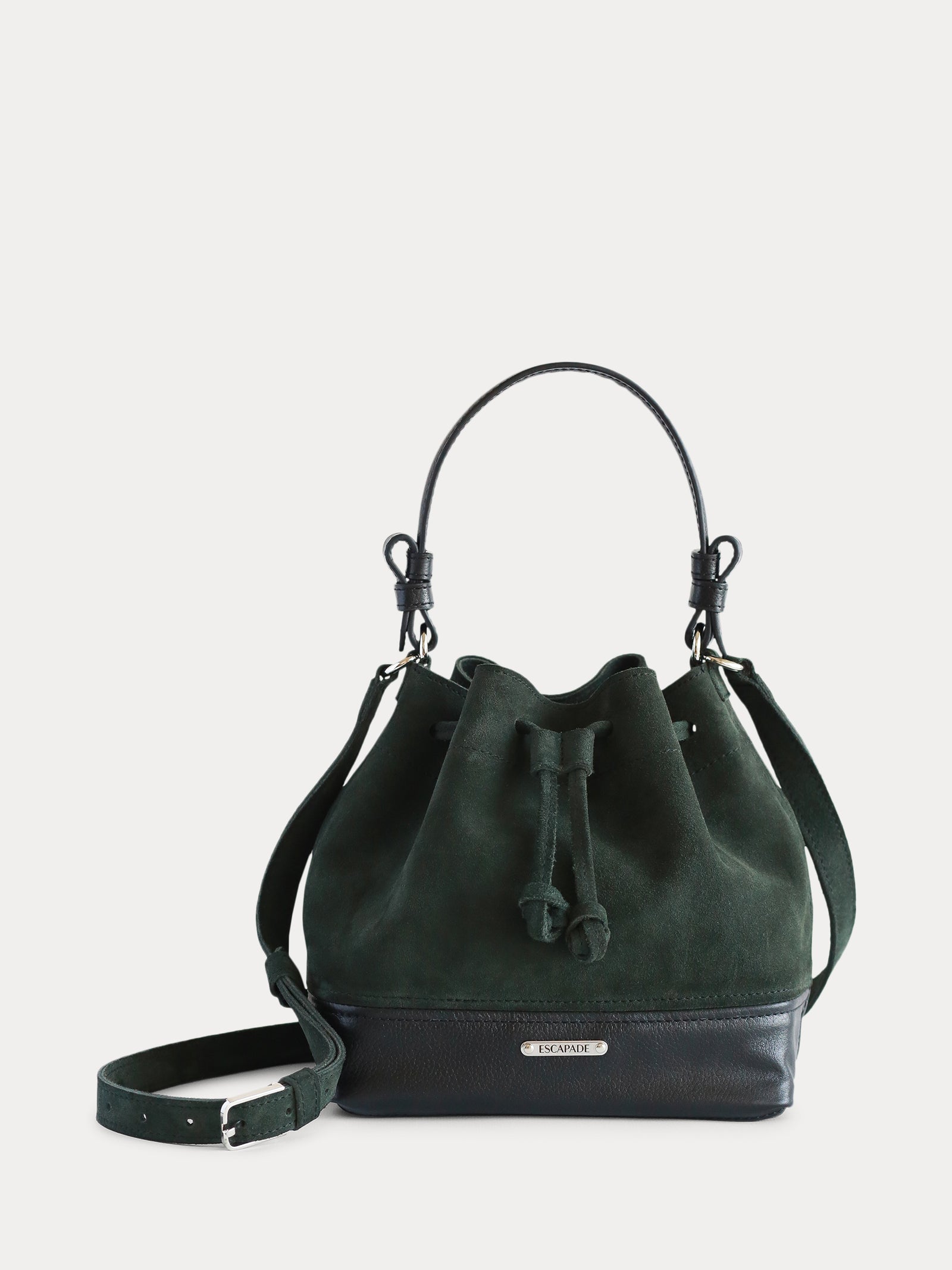 green designer handmade leather bucket bag for women