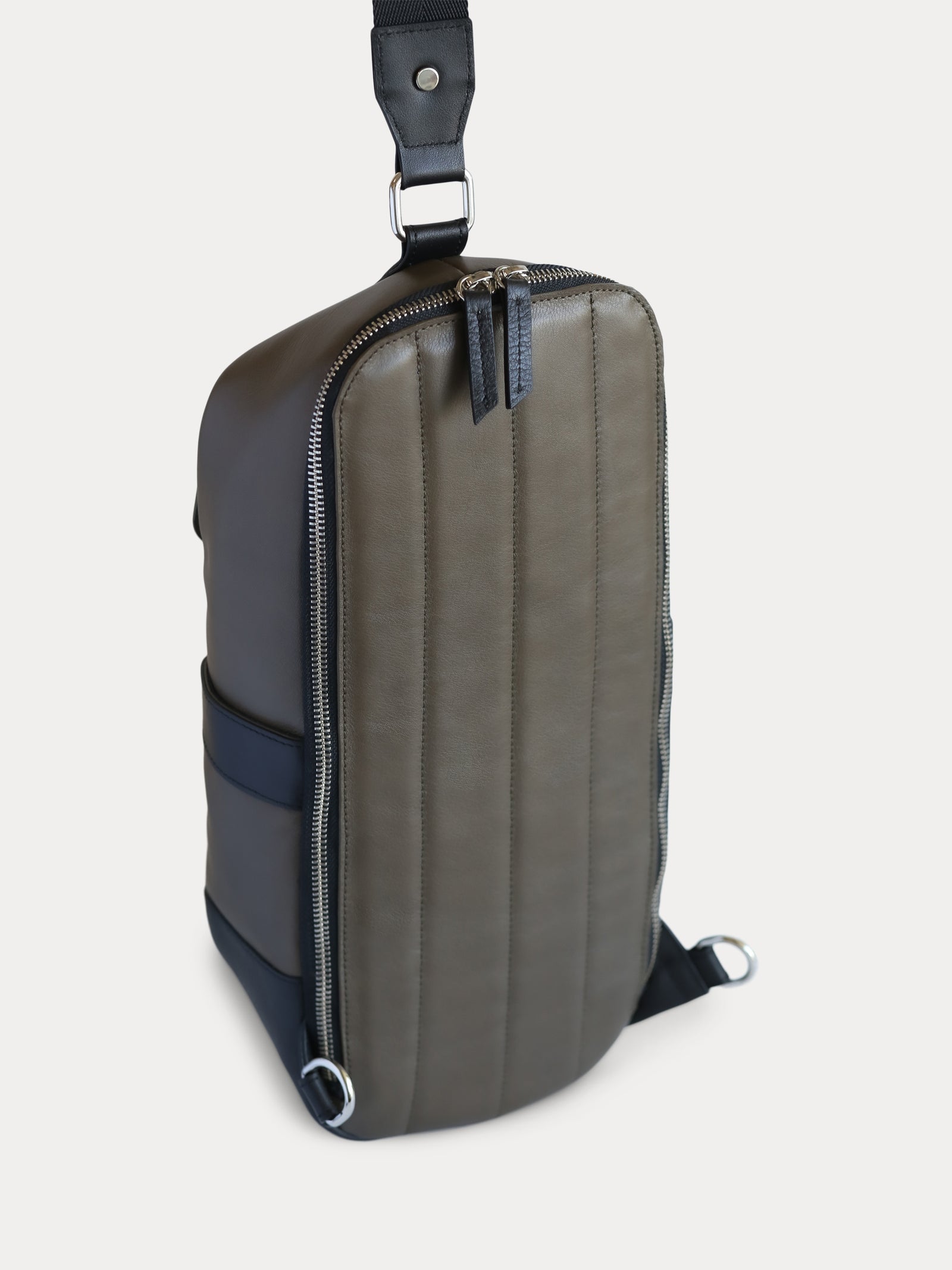 black leather Sling Backpack