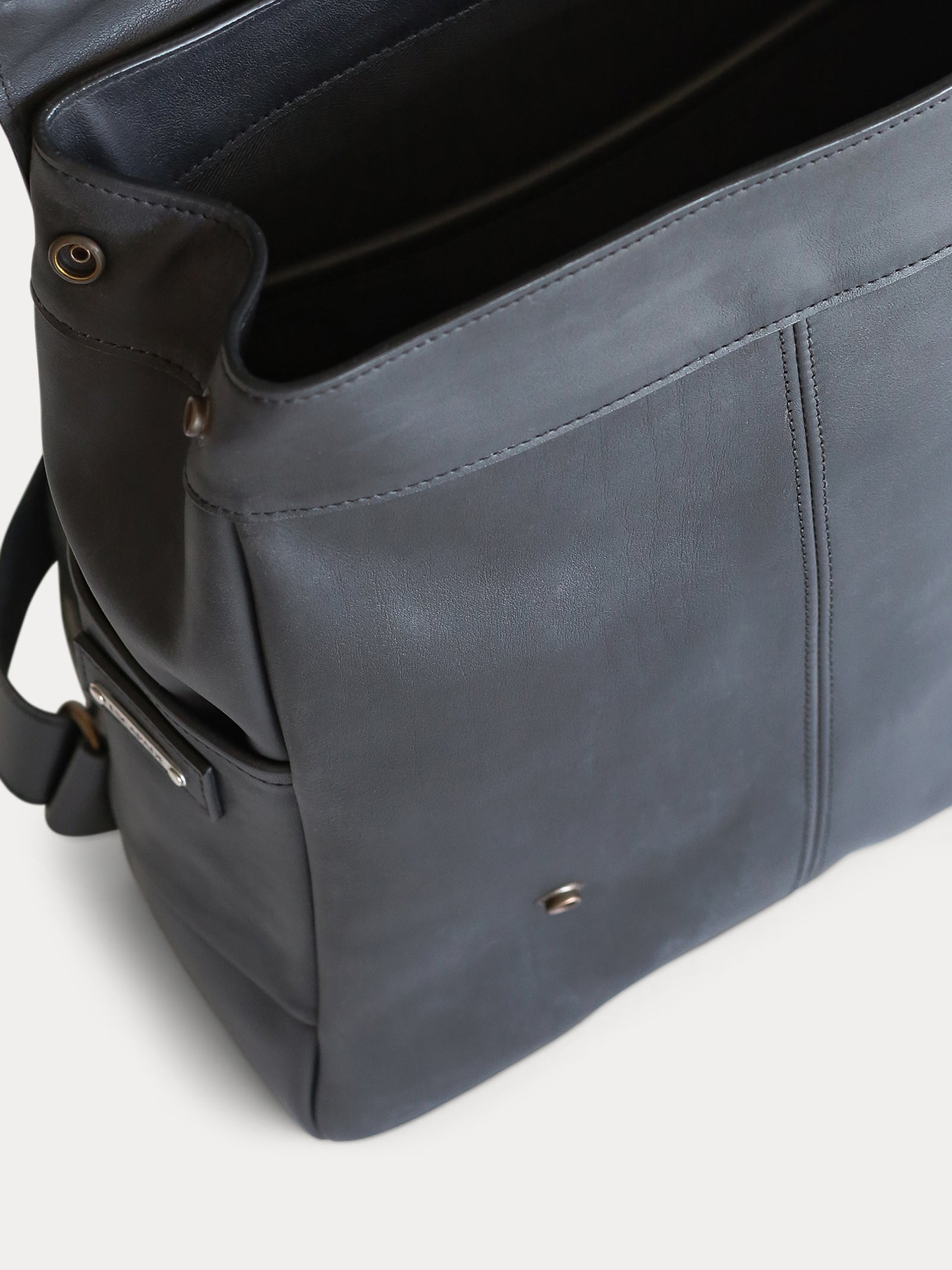 interior black full grain leather backpack