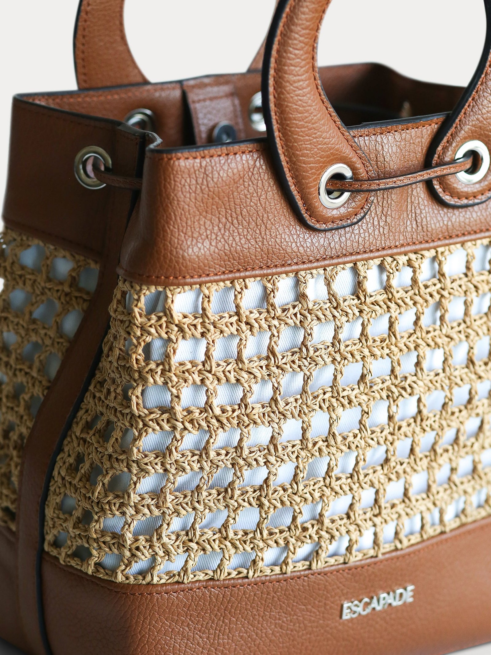 handcrafted paper straw bucket bag