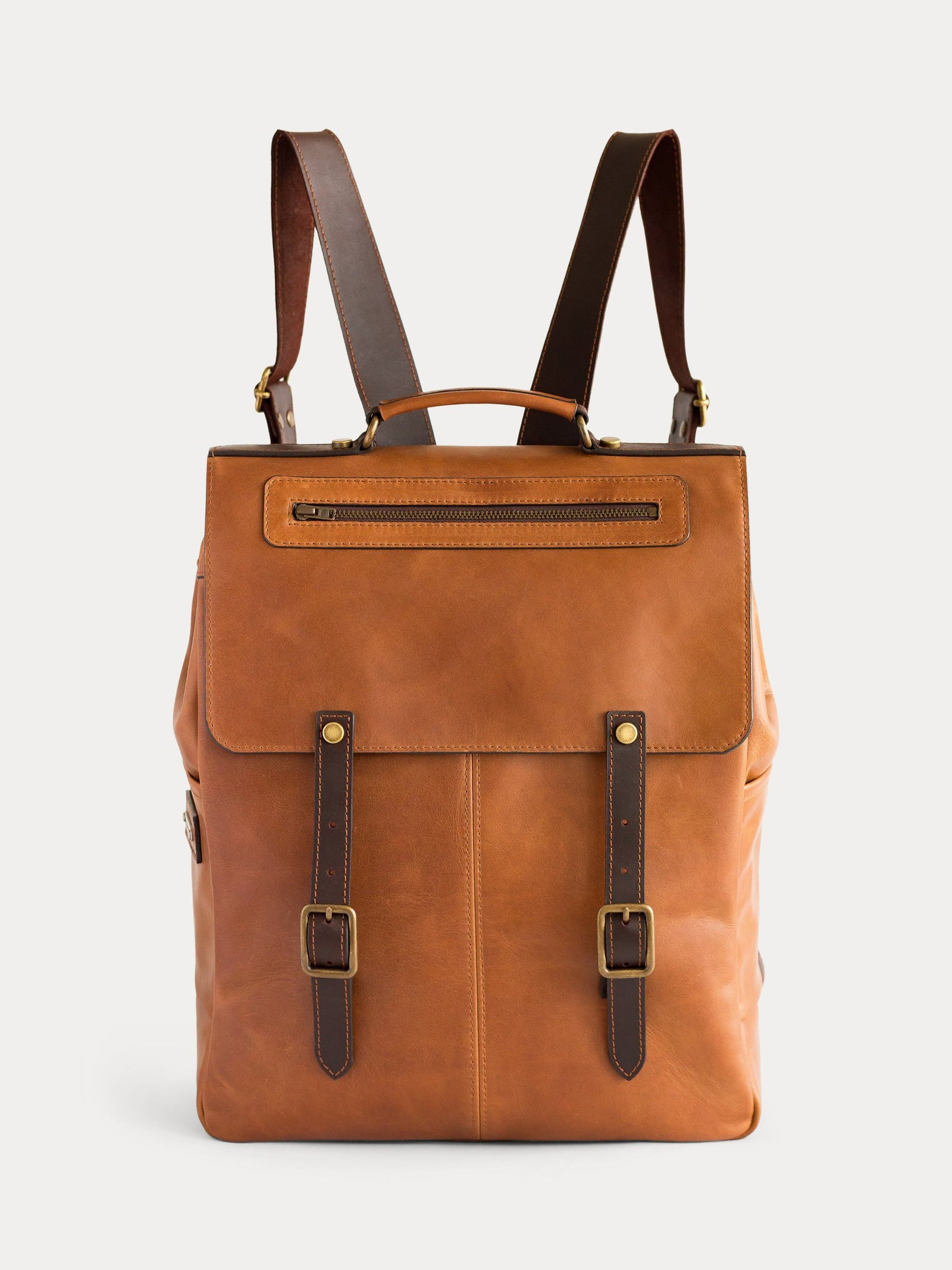 new york camel leather backpack