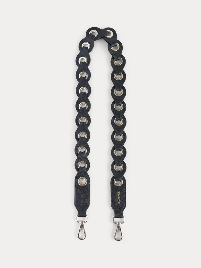 linked black leather strap