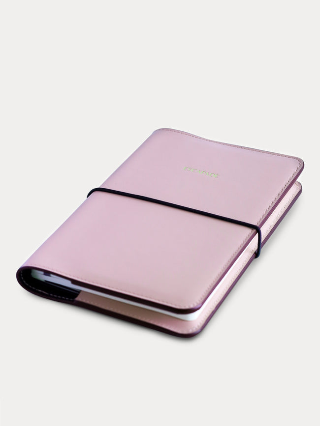 pink leather notebook