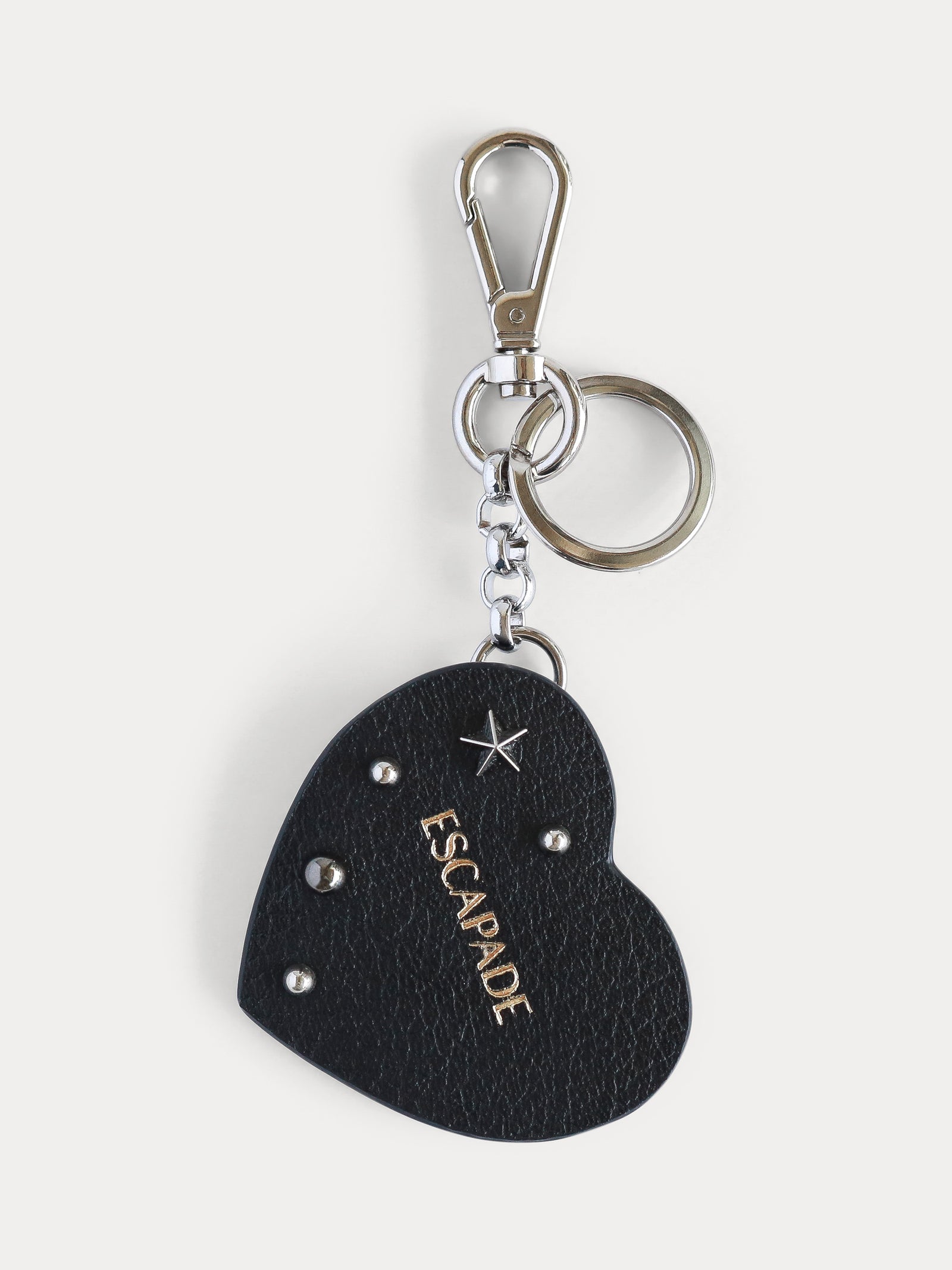 Love Escapade Black Leather Heart Bag Charm / Keychain