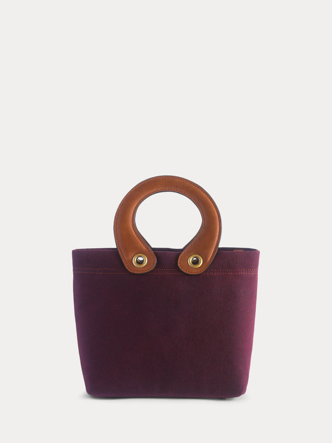 burgundy canvas mini tote bag