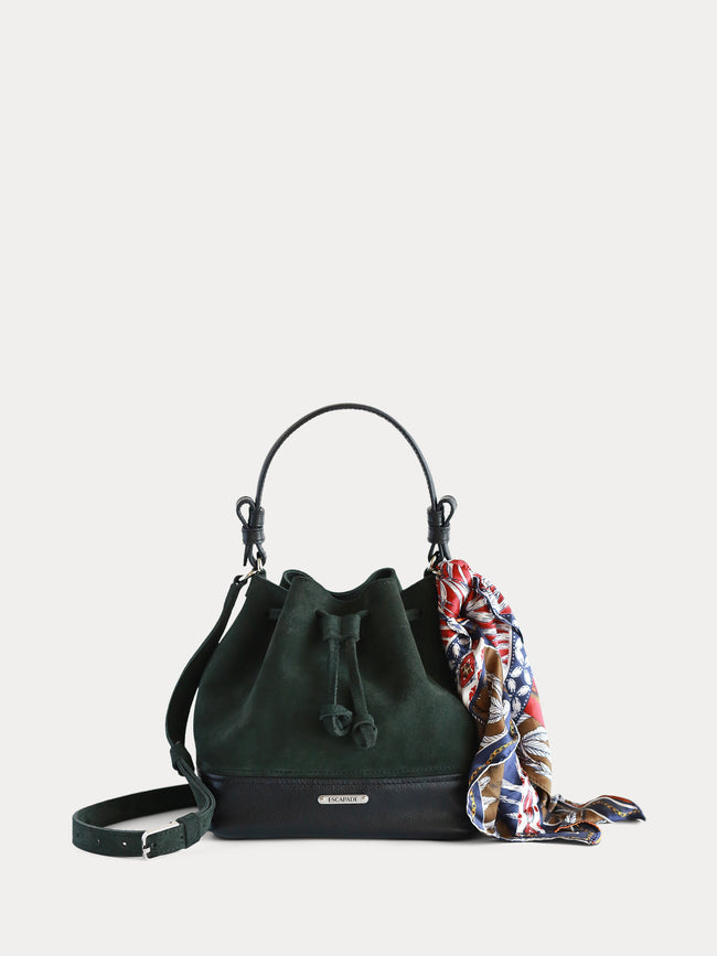 designer green women leather bucket bag