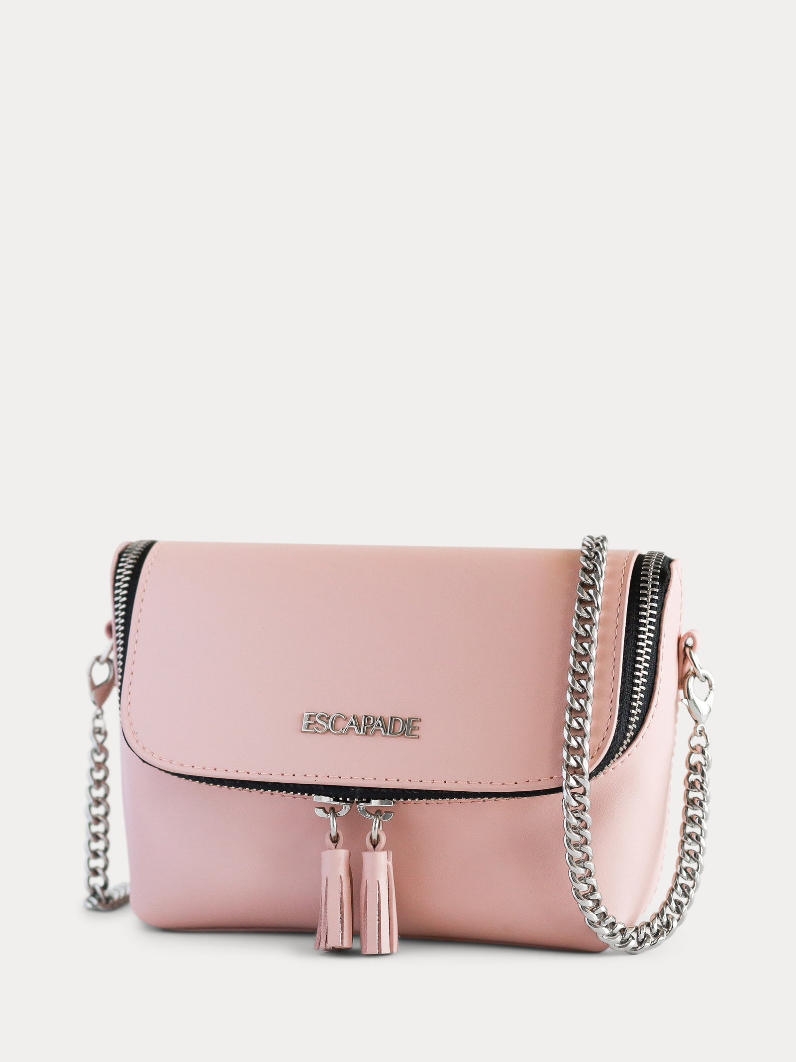 pink belt bag with chain strap