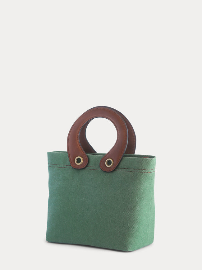 light green canvas mini tote bag