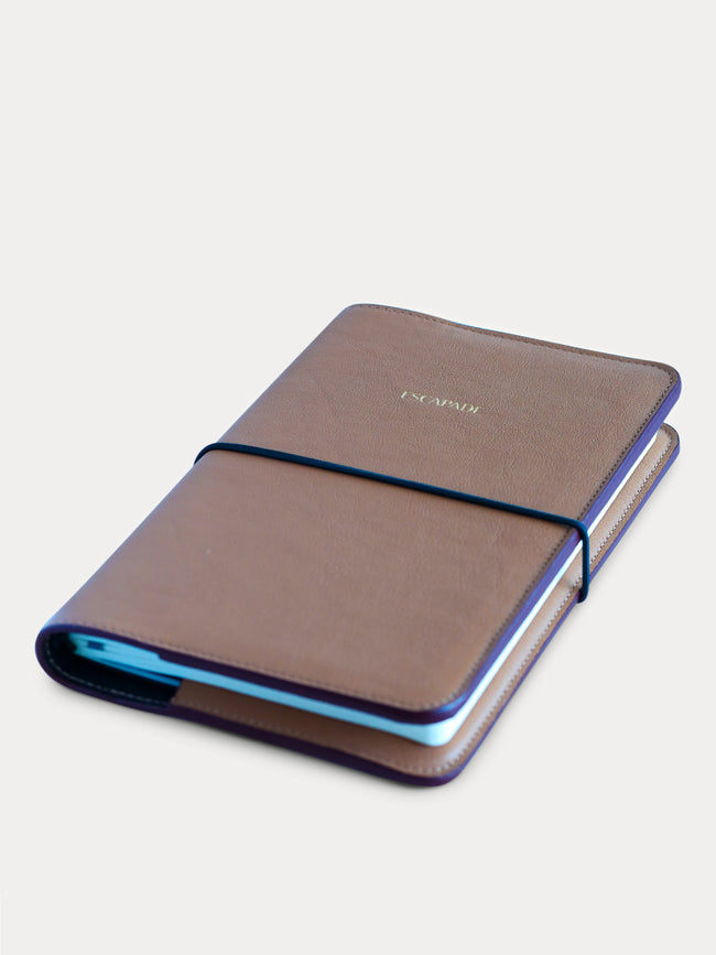 brown leather notebook 