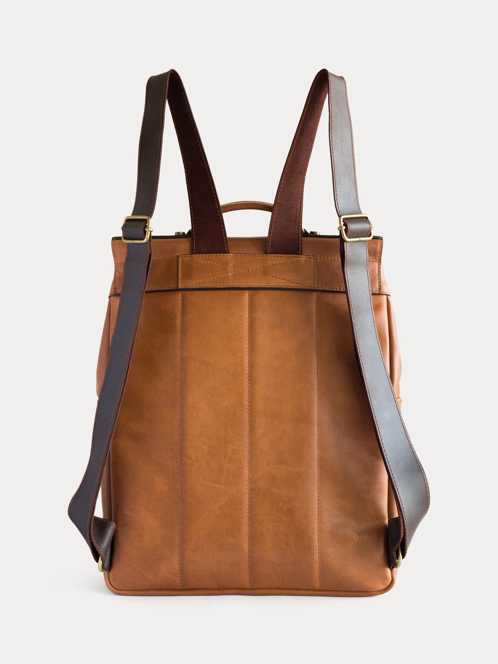 handcrafted brown camel leather backpack