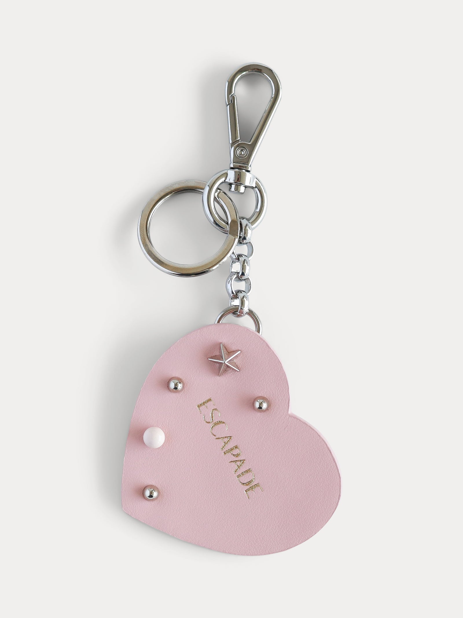 Pink leather heart bag charm and keychain
