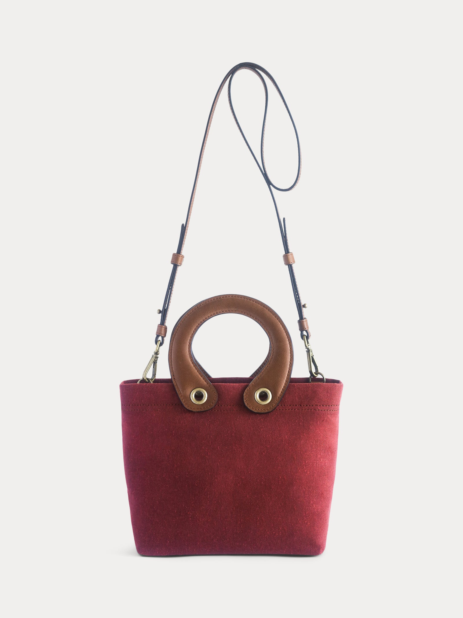 red canvas tote bag